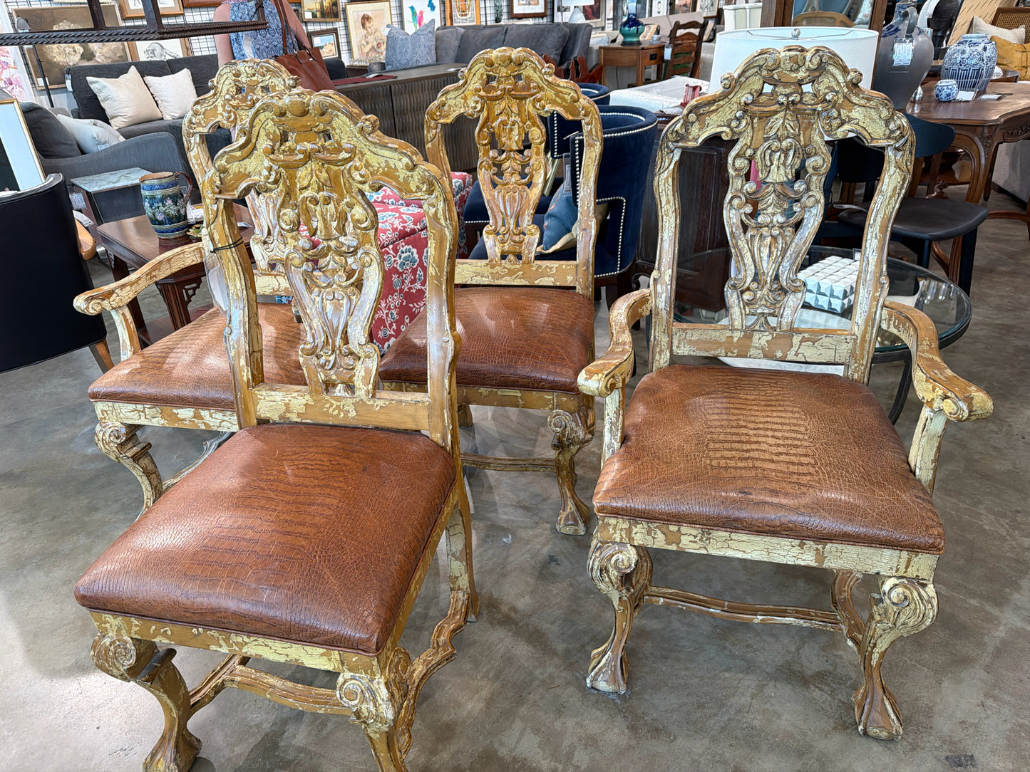 Arte de Mexico Leather/Wood Arm Chairs