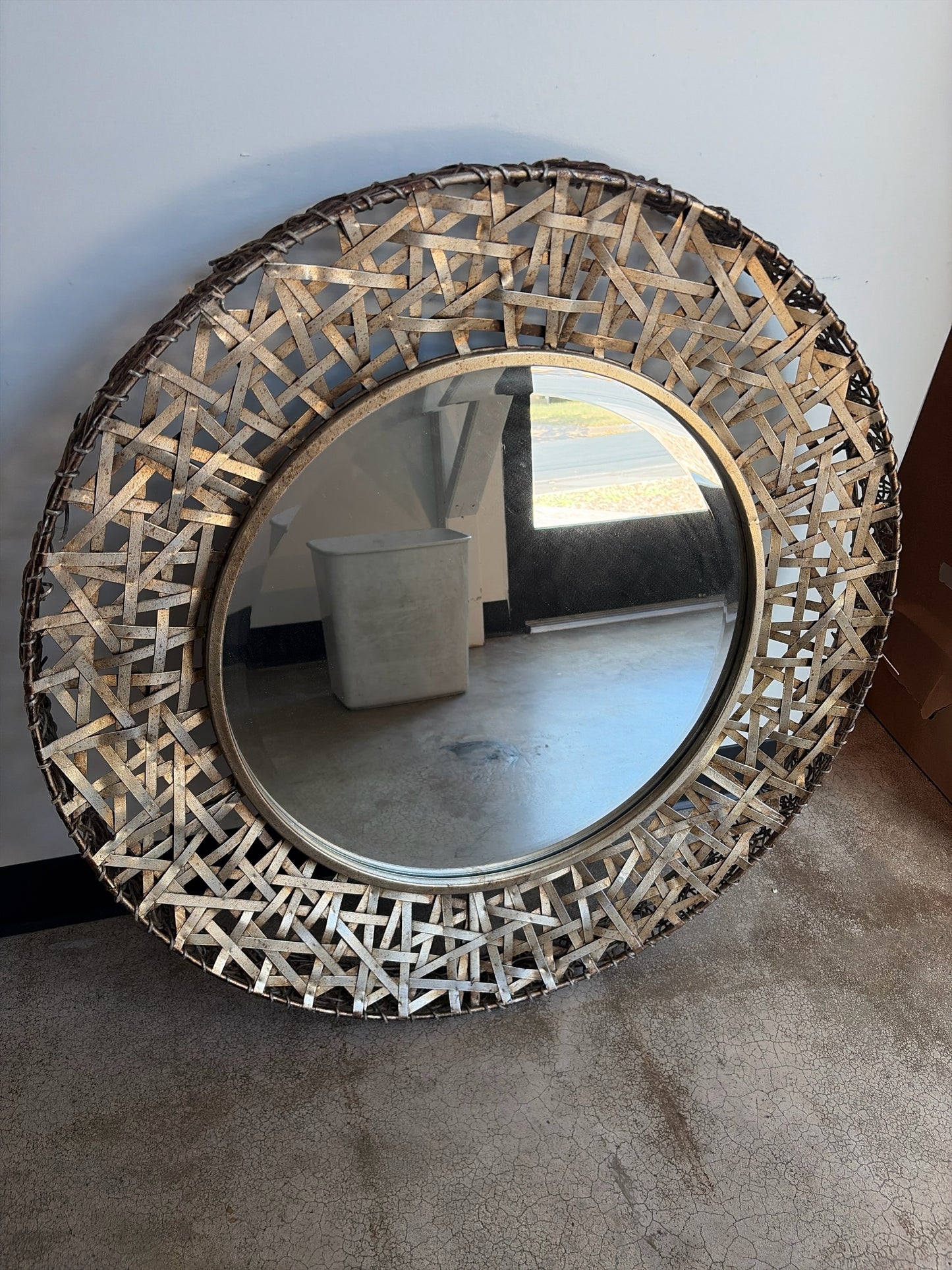 Uttermost Alita 32"Round Weaved Metal Mirror