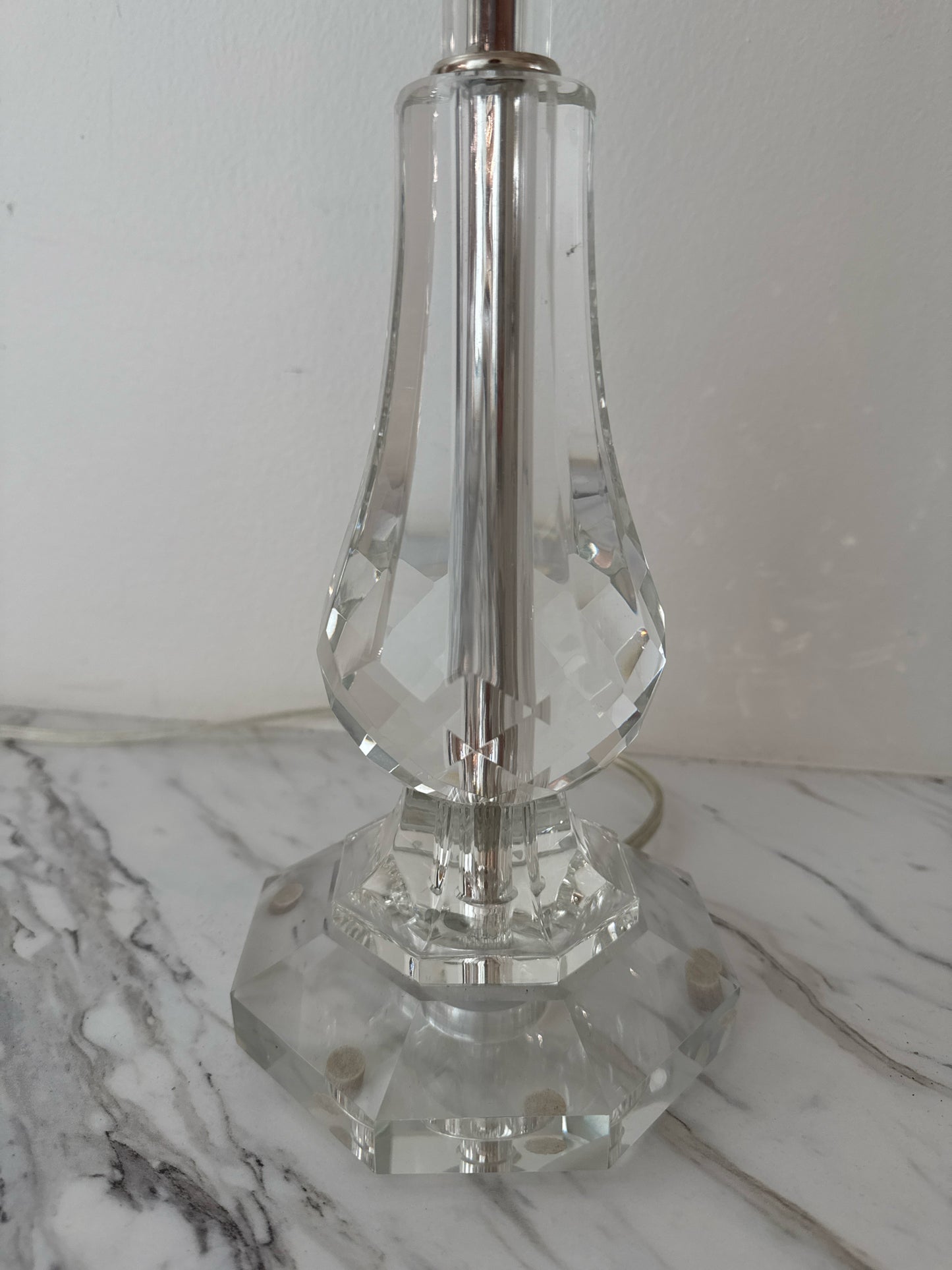 Pair of Acrylic Buffet Lamps with White Pleated Shades