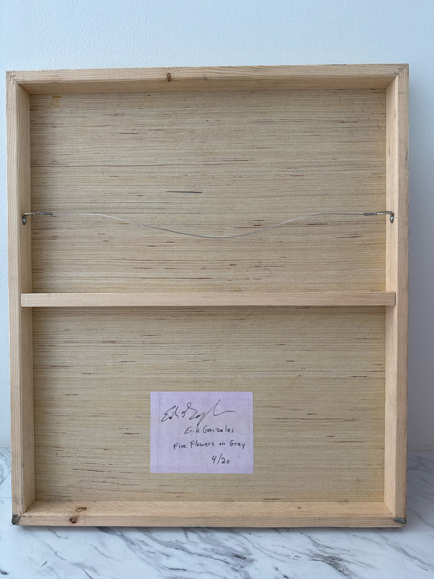 Original Oil on Canvas Panel "Five Flowers on Grey" by Erik Gonzales, 20"x23"