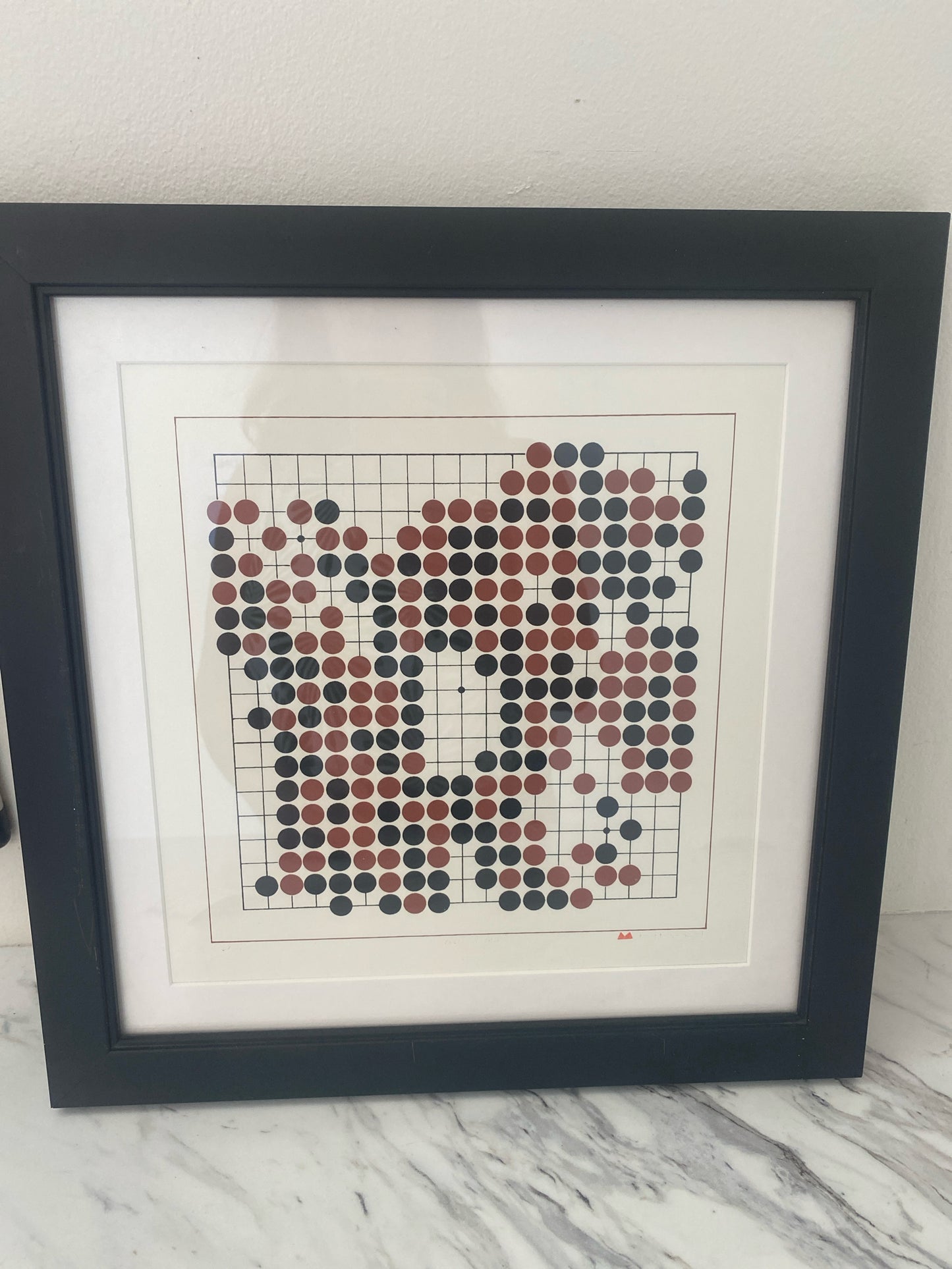 Black Frame 1970 Print of Red / Blk Gameboard by MAKI HAKU Numbered Signed