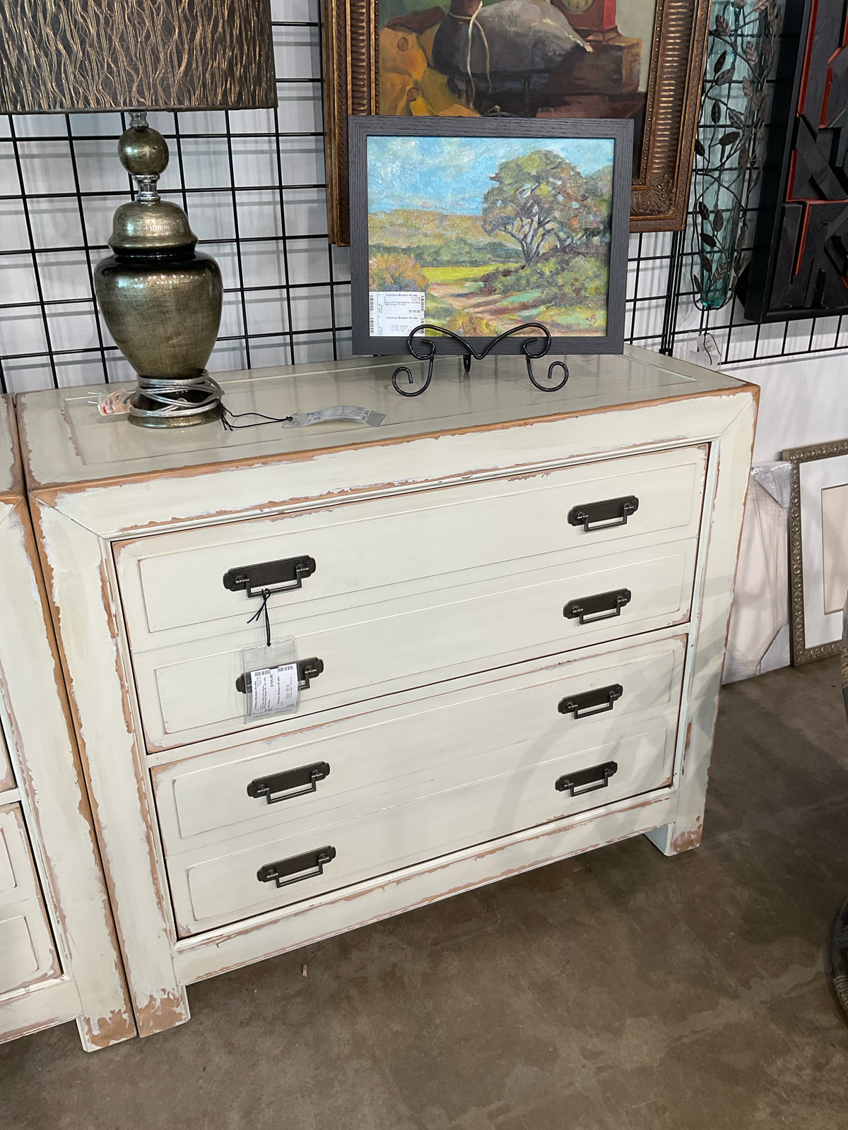 Ethan Allen, Ming File Cabinet - Distressed Aged Bisque 39 x 18 x 34H