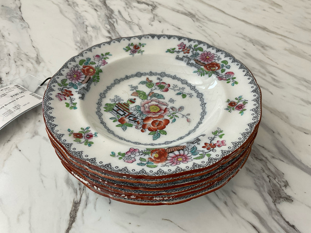 Ashworth Brothers, Hanley Chinese Rose Patter, Set of 6 Bowls