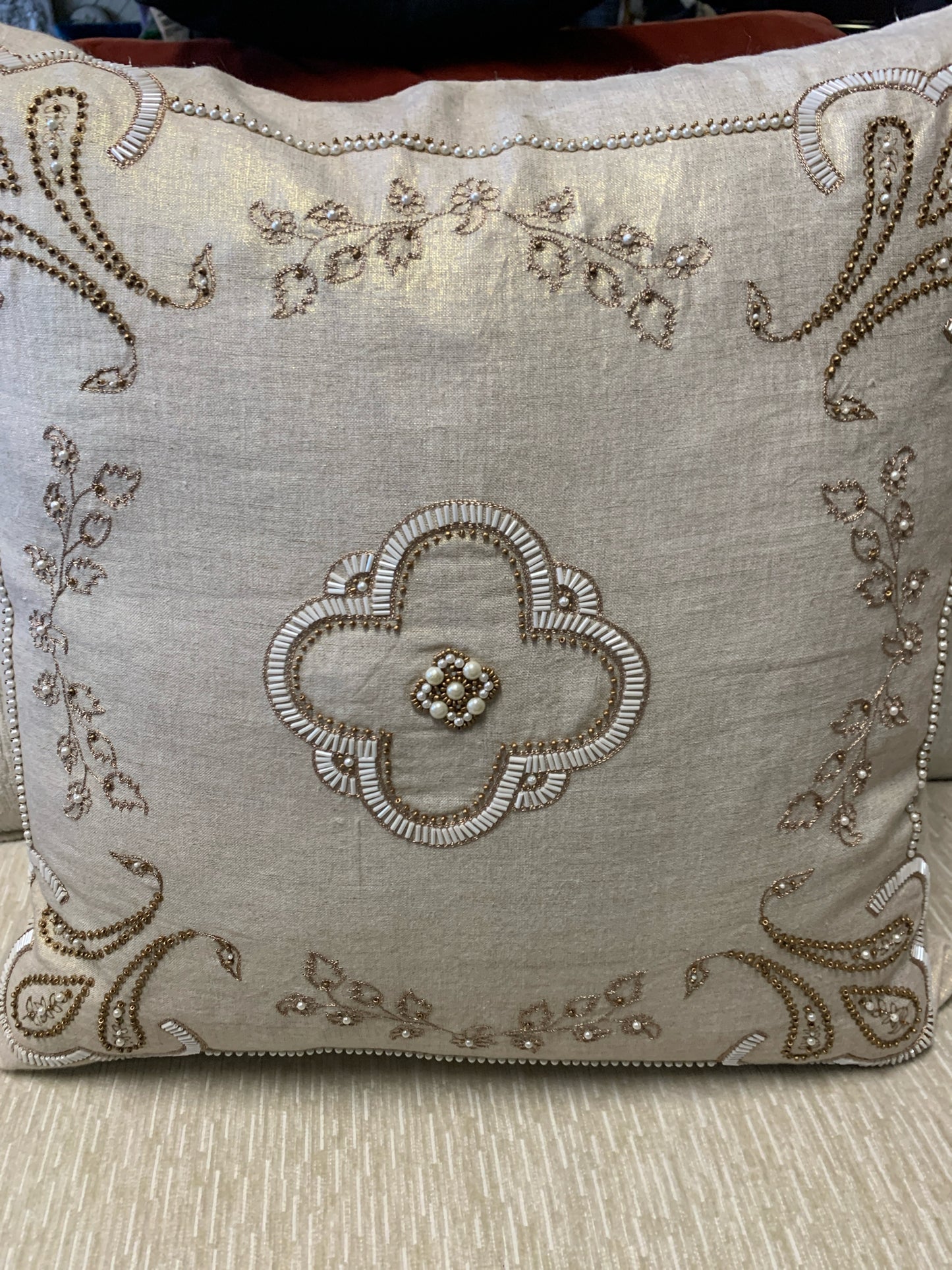 Bliss - Karaikal Embroidered Linen Pillow (New Online $471 each)