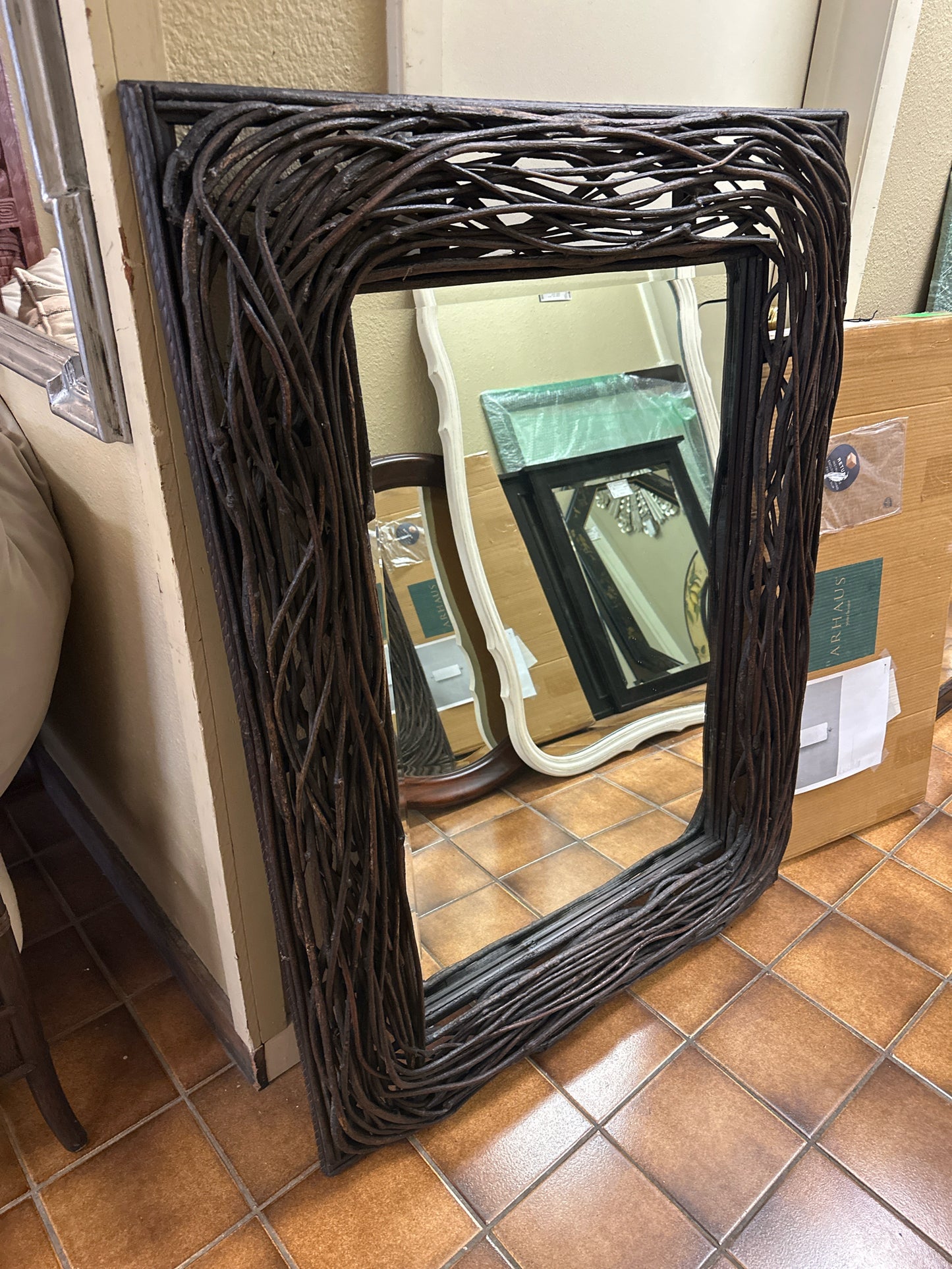 Dark Wood Branch Twig Mirror 33.5 x 3'7"