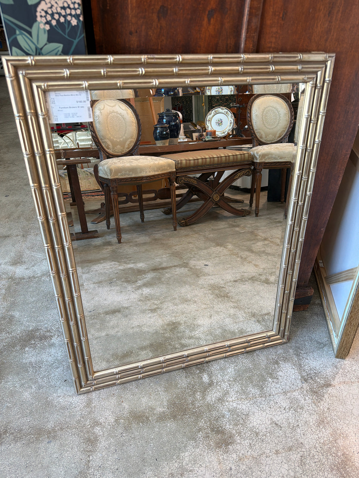 Silver Faux Bamboo Mirror 26 x 32