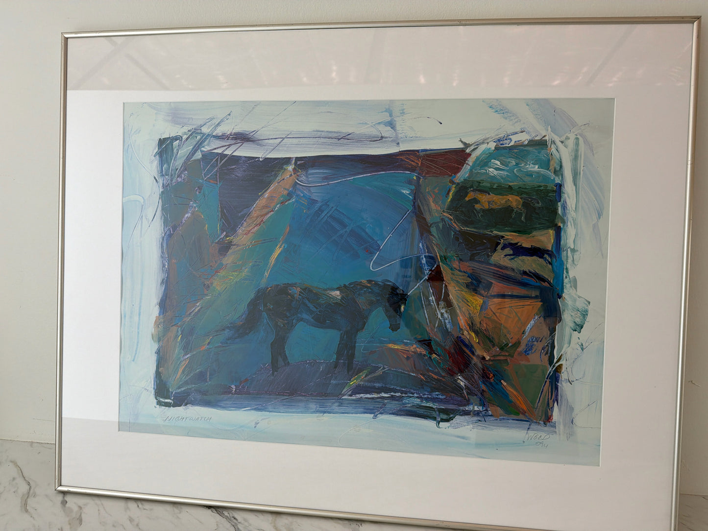 Original Acrylic of Horse by Virginia Wood-Silver Frame 36 x 28