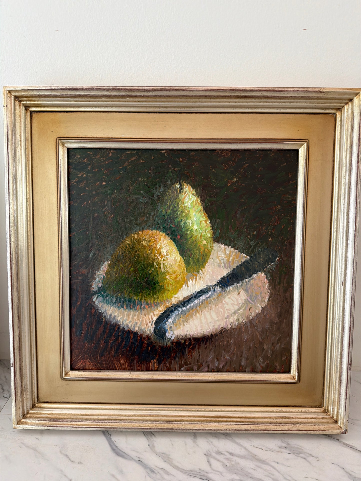 Sign/Orig. William Klem- Pear in Silver Leaf Frame 17"sq