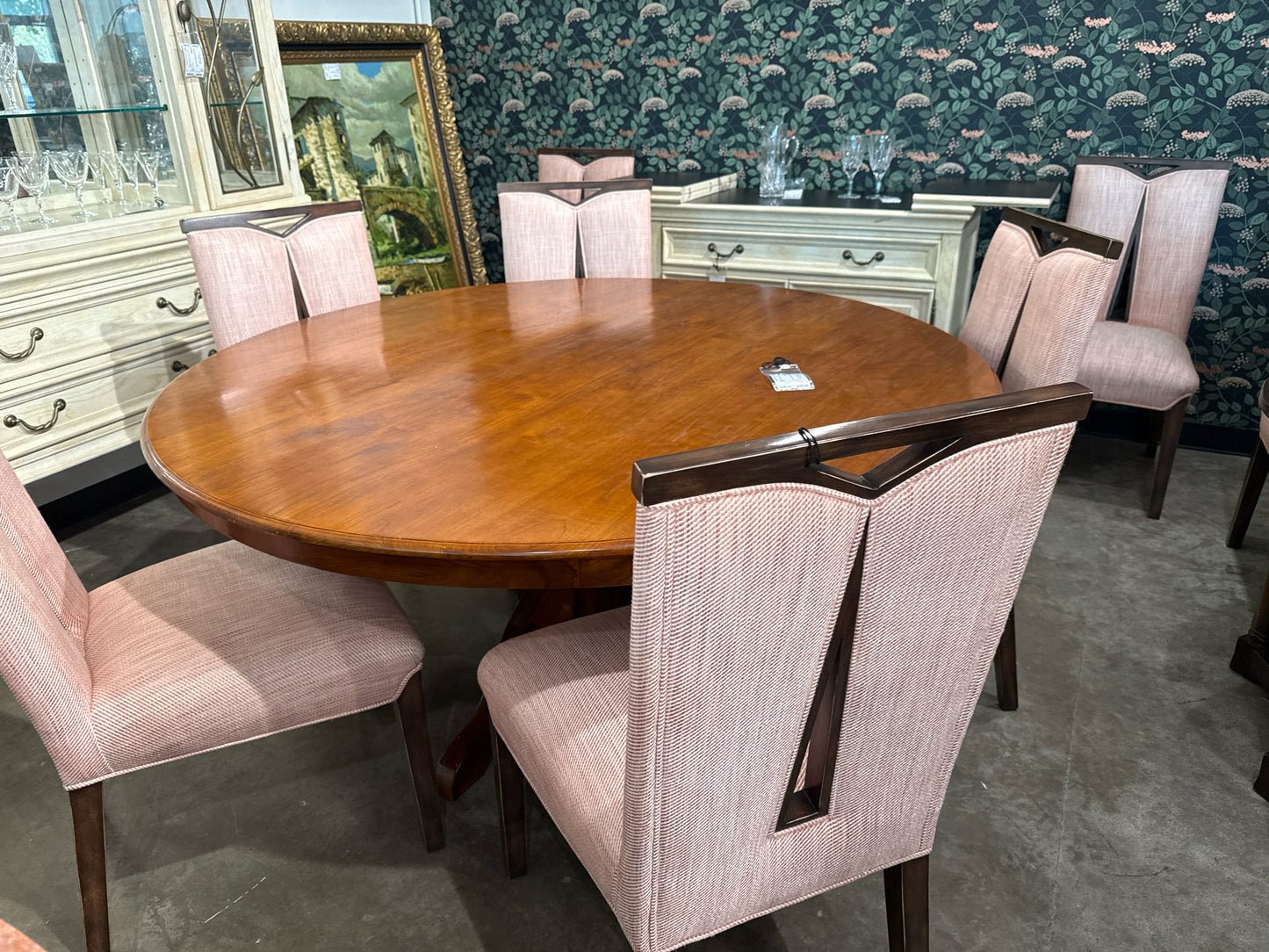 Set of 9 Dining Chairs Armless Rose Upholstery