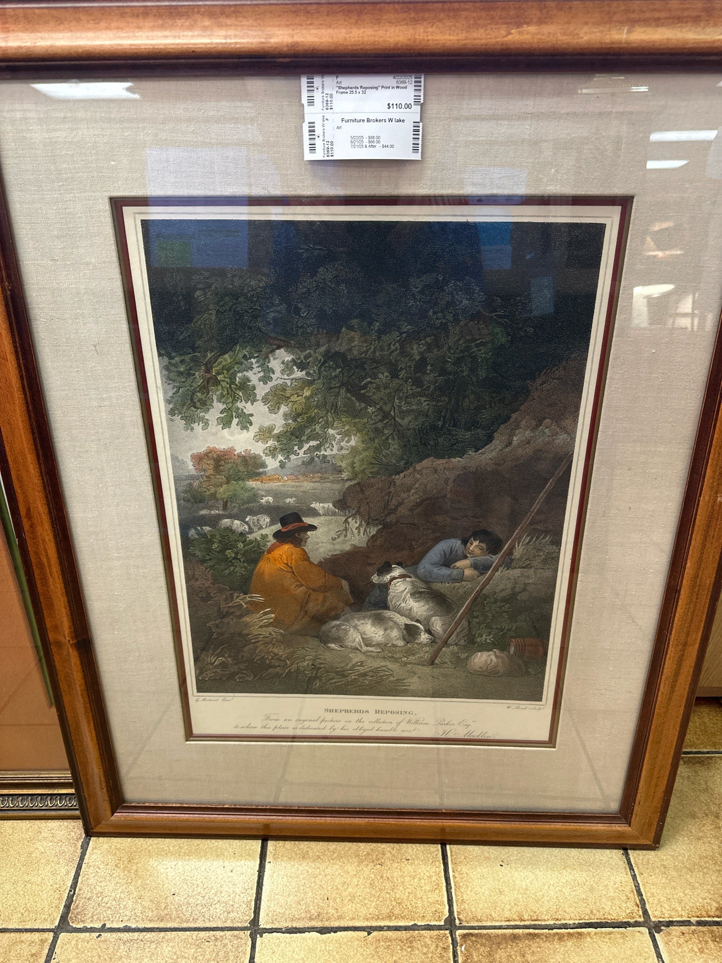 "Shepherds Reposing" Print in Wood Frame 25.5 x 32