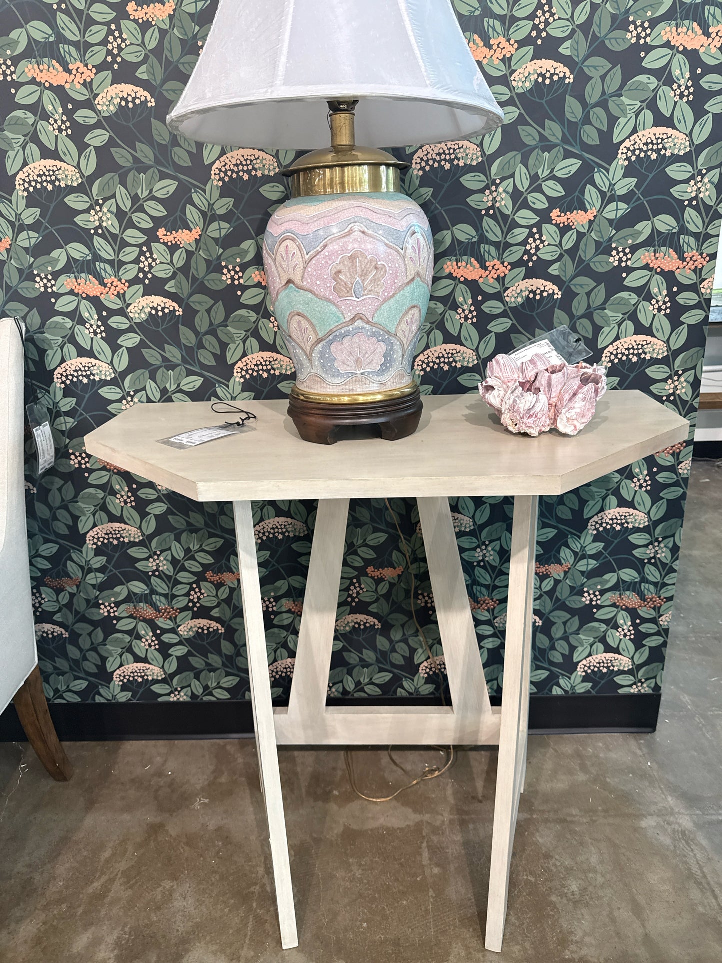 Cream Painted Wood Side Table 5 Sides