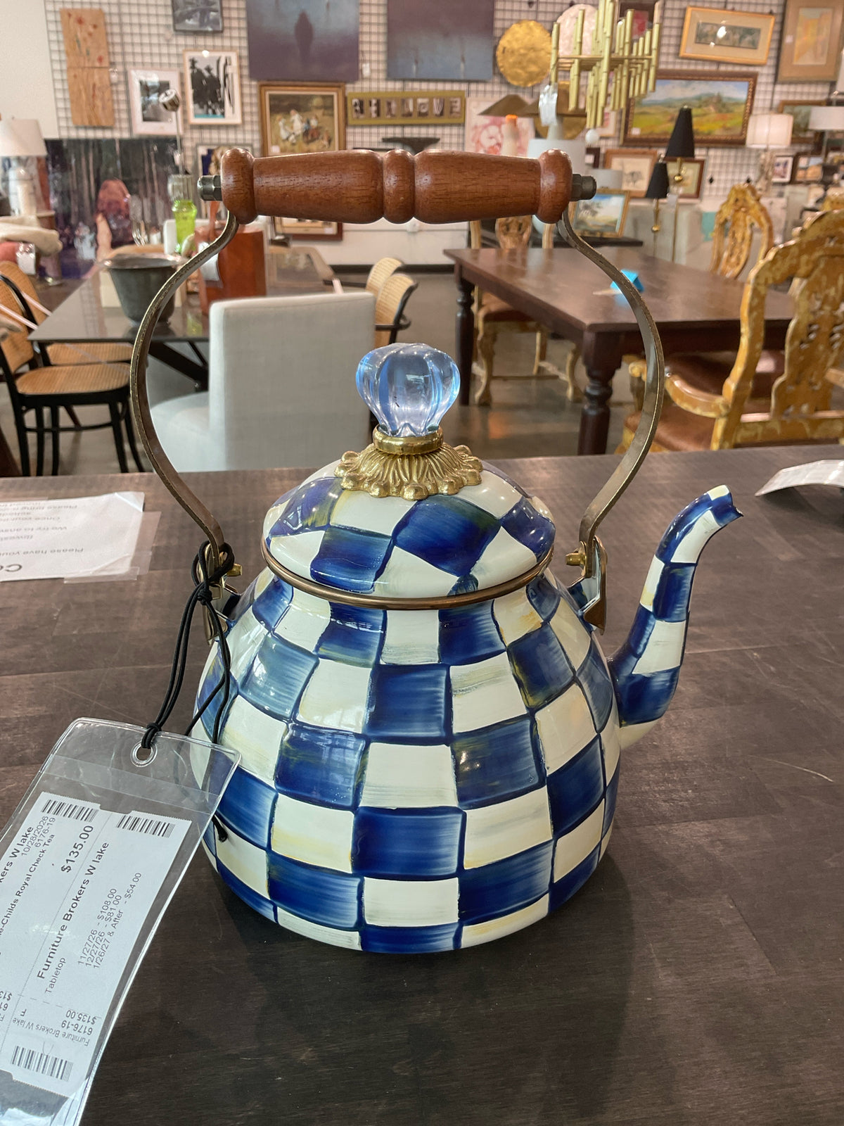 MacKenzie-Childs Royal Check Tea Kettle