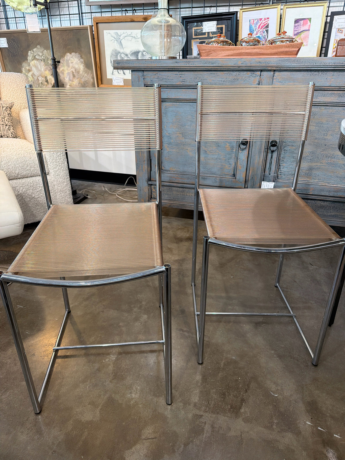 PAIR Vintage Italian Spaghetti Chairs-Giandomenico Belotti