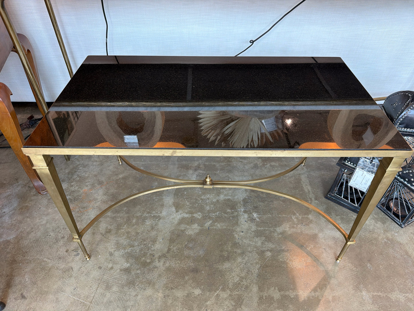 Global Views French Style Black Granite Gold Coffee Table 36"l X 20.25w X 20.5h