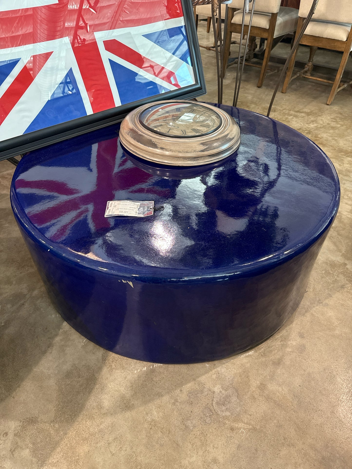 Round Coffee Table - Ceramic Blue