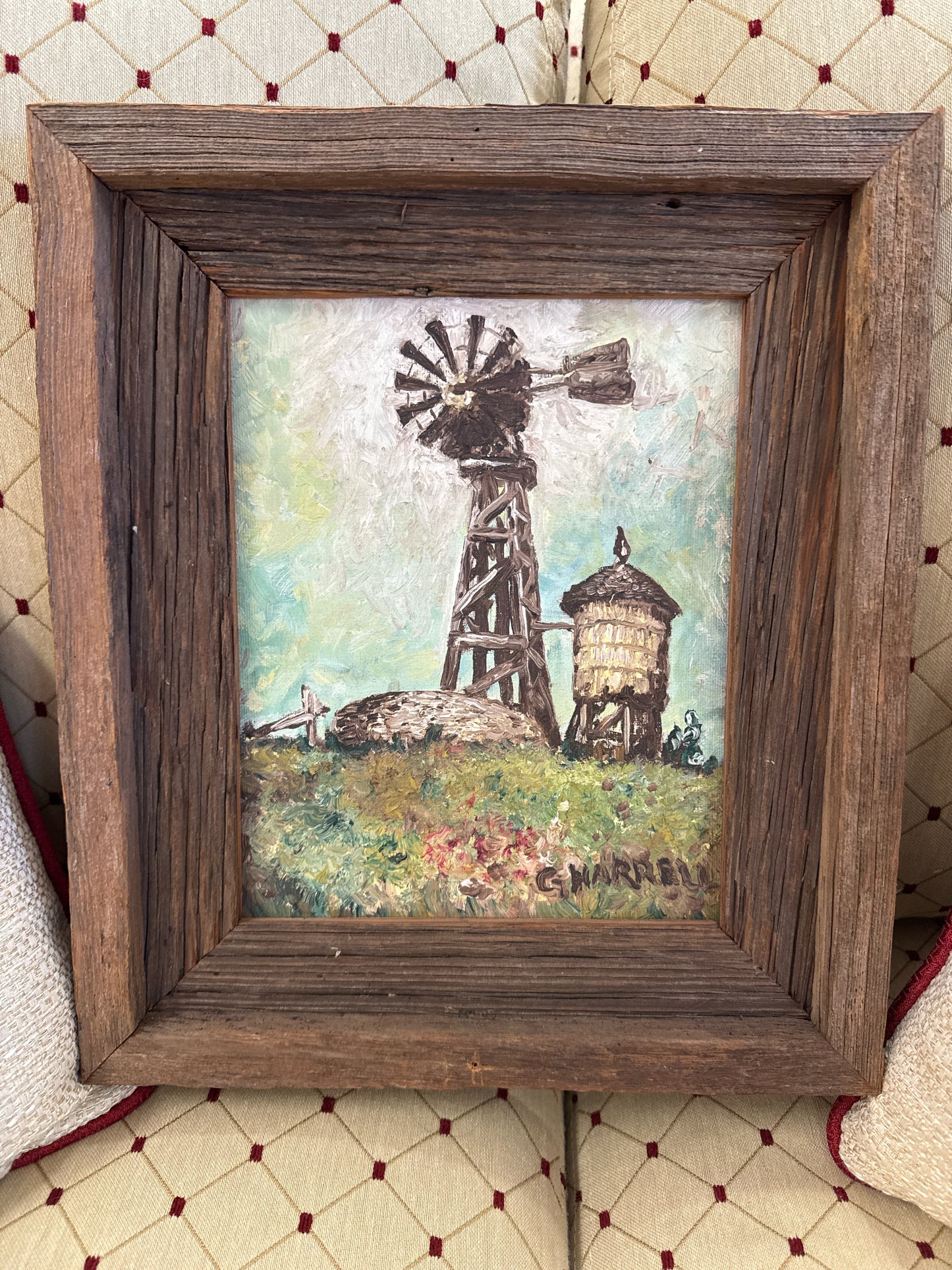 Original Impressionist Oil Painting of Windmill (12" x 14")