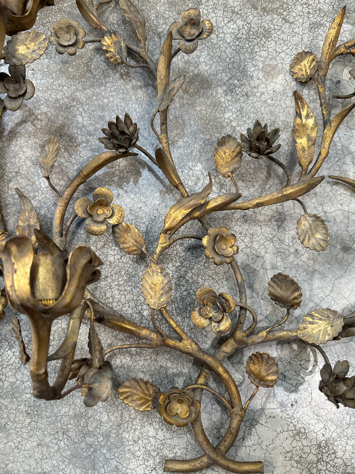 Vintage Italian Metal 8-Light Candle Wall Sculpture