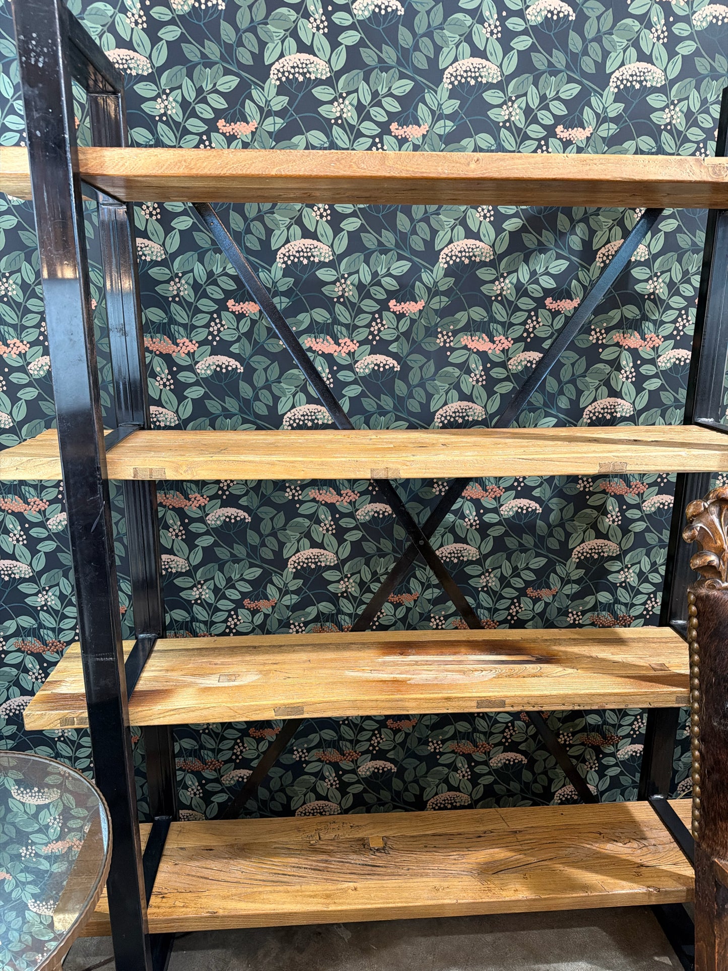Metal Shelving Unit w/ 4 Wood Shelves