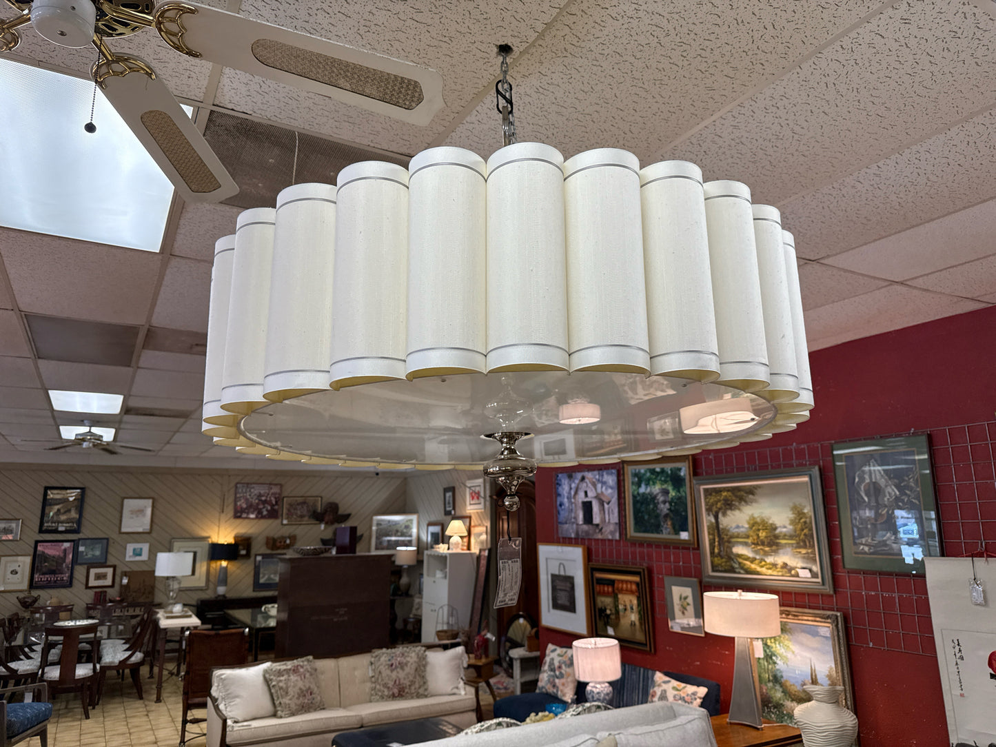 Global Views Fluted Pendant Nickel 46" Diam.