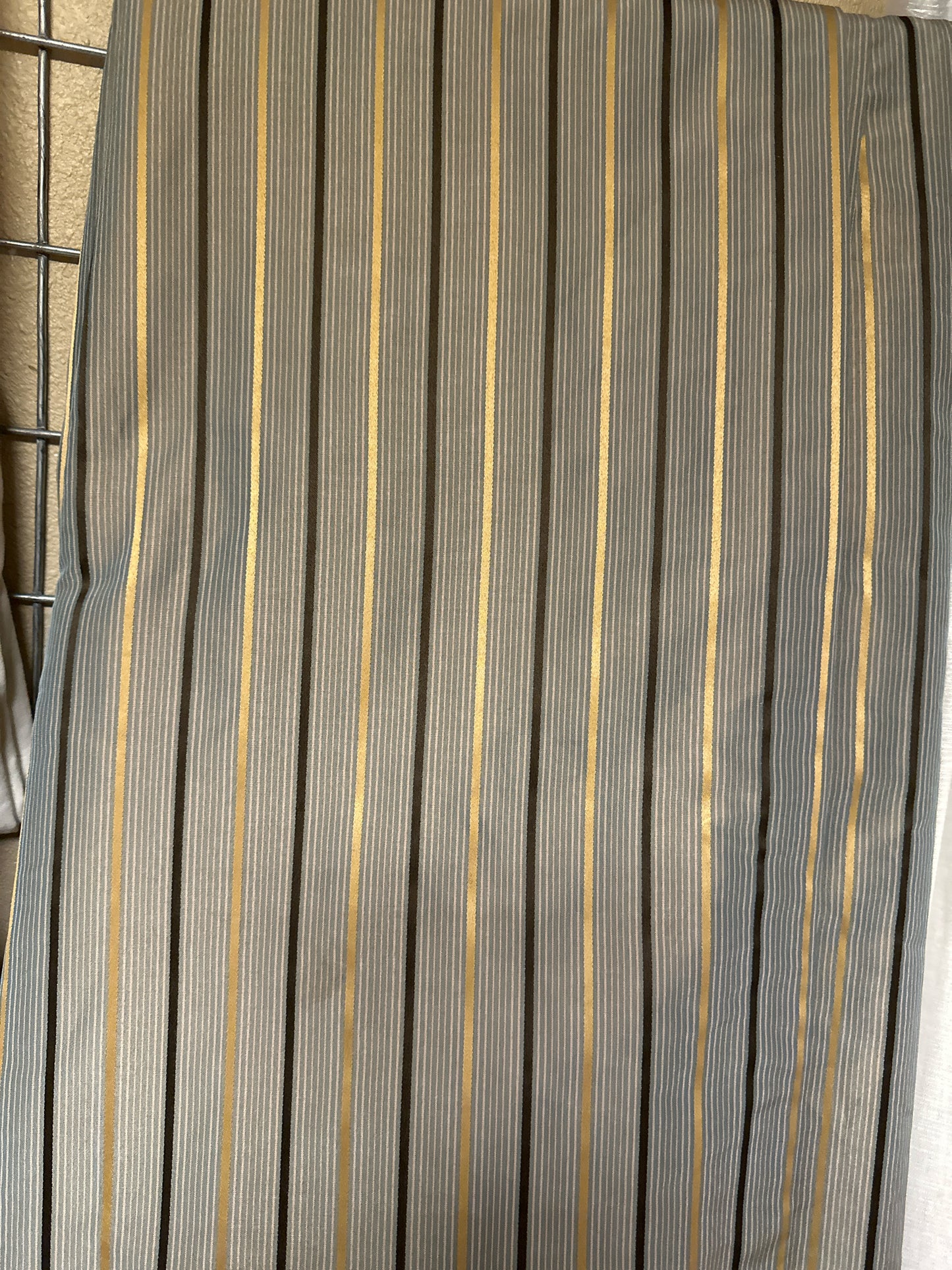 PAIR Pinch Pleat Striped Gold/Brown Draperies- 3' wide X 125" long