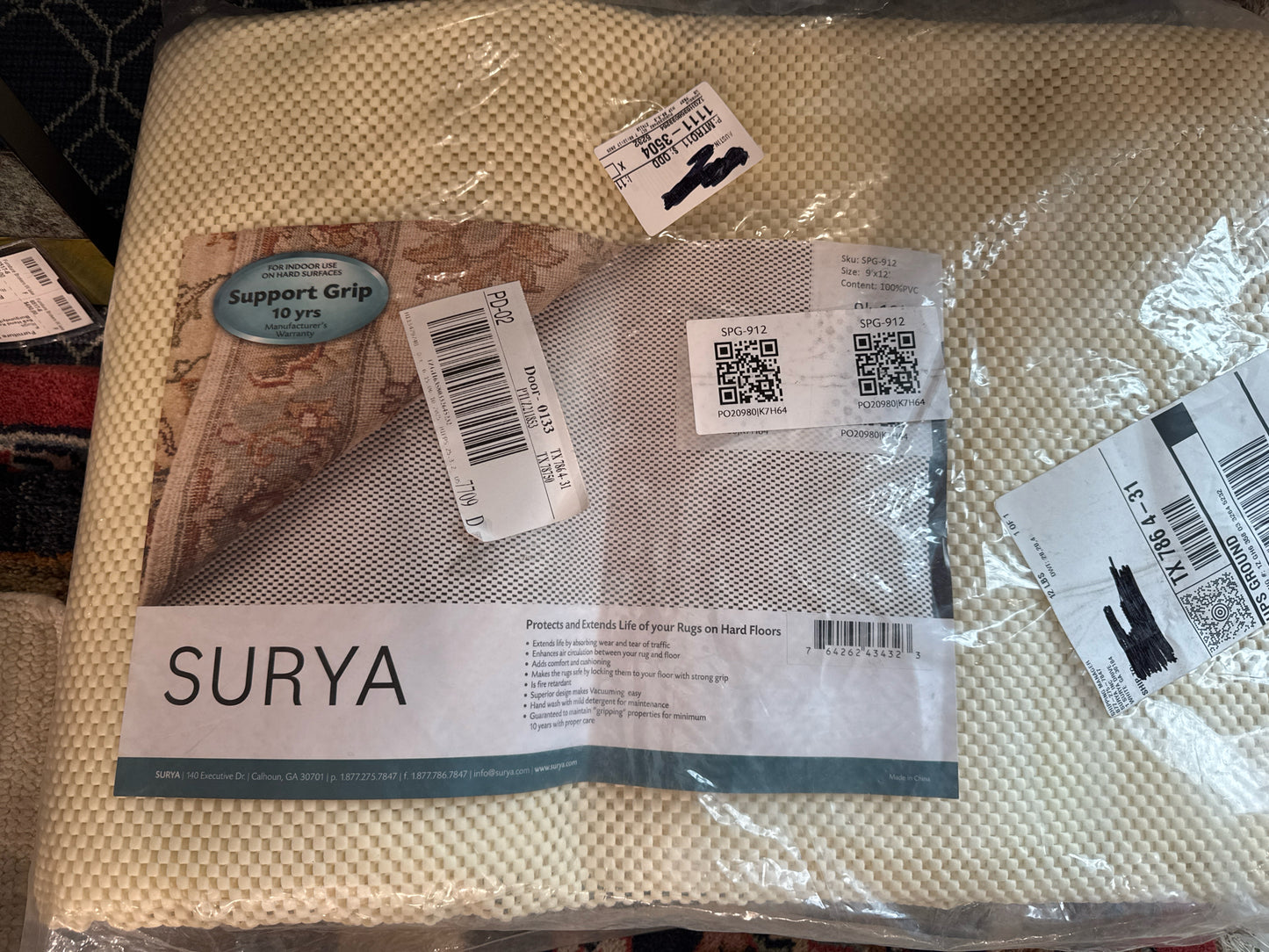 Surya Support Grip Rug Pad, 9' x 12'