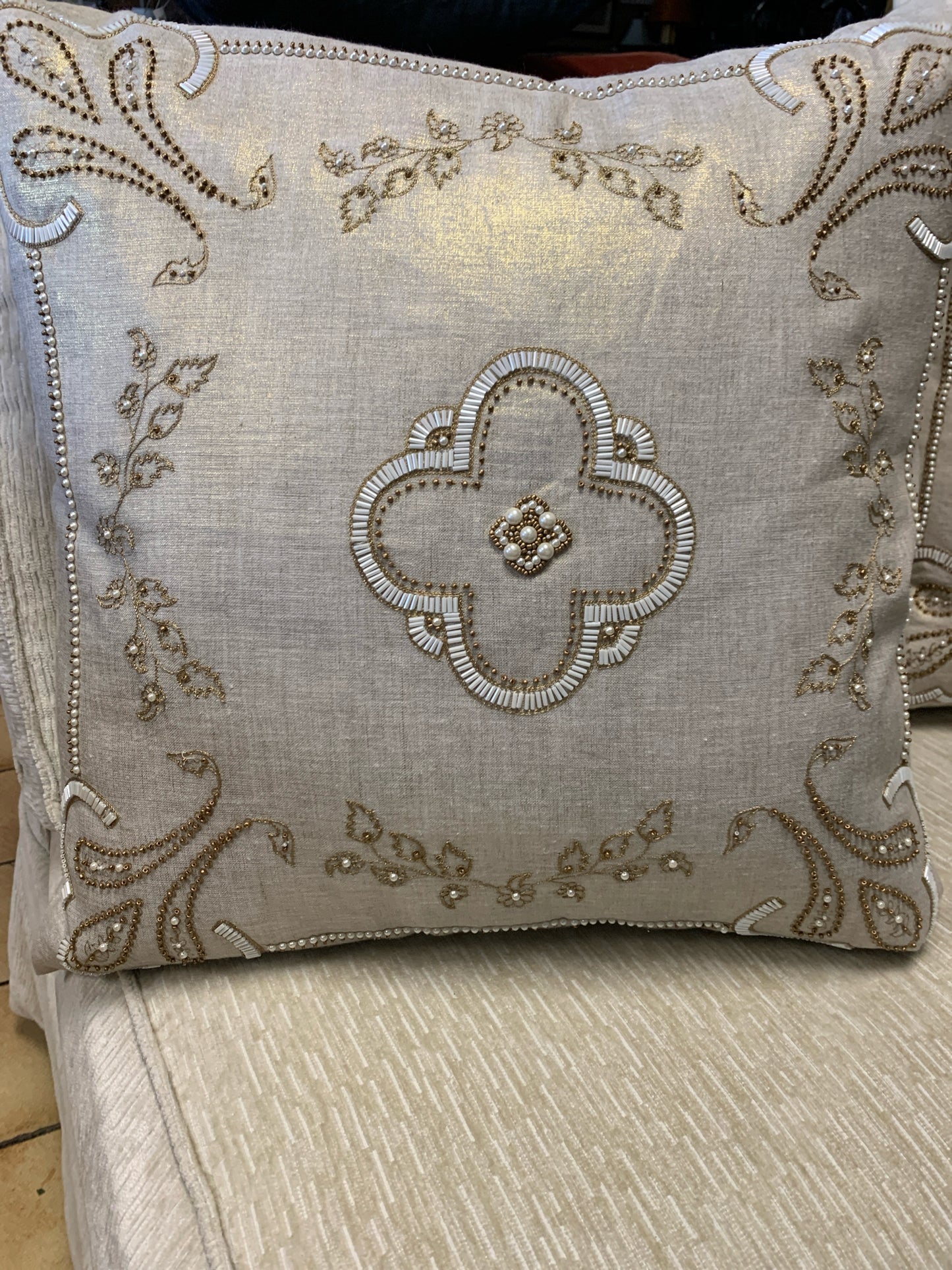 Bliss - Karaikal Embroidered Linen Pillow (New Online $471 each)