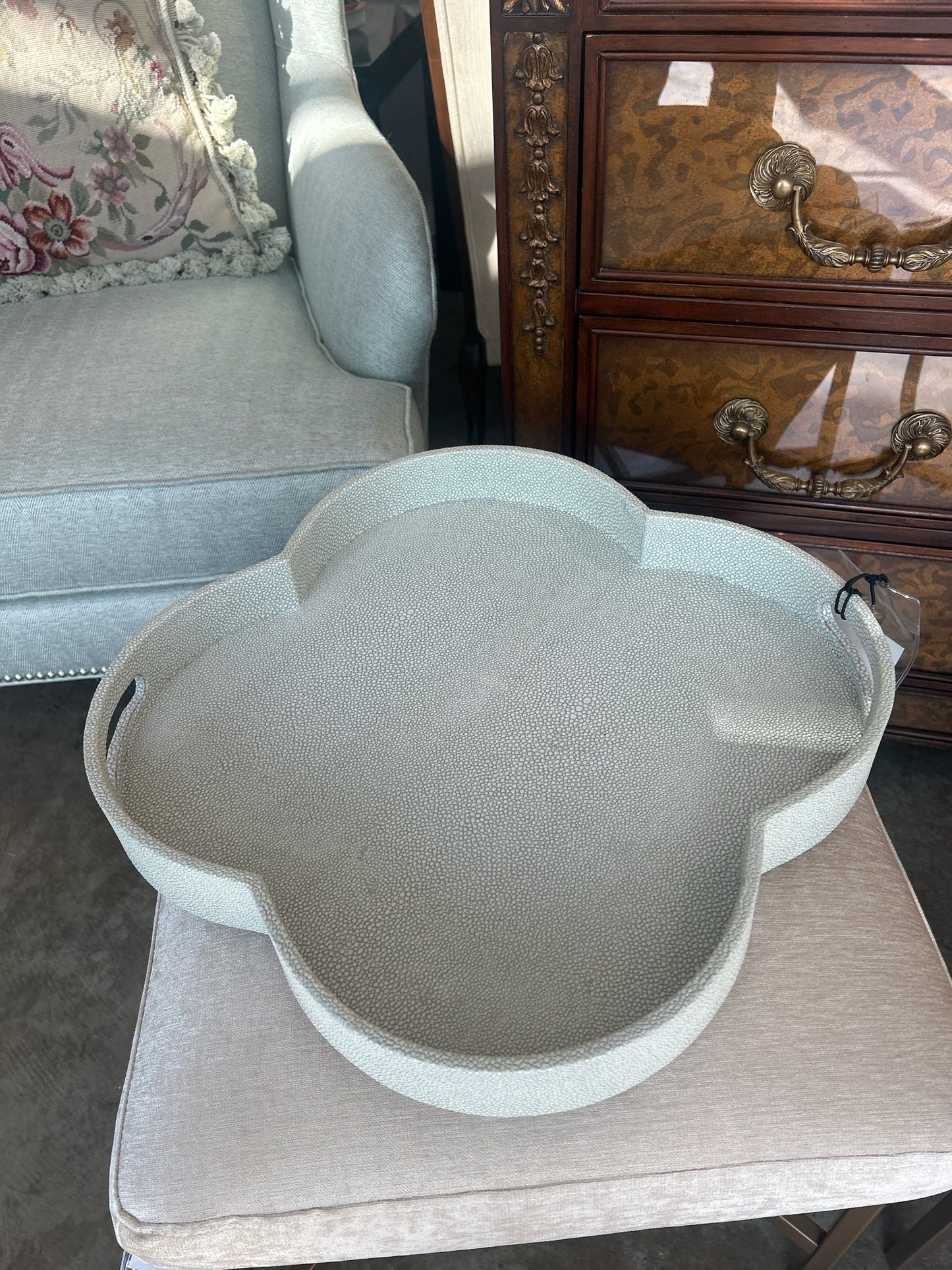 Arteiors SET of 3 Travertine Geometric Nesting Side Tables