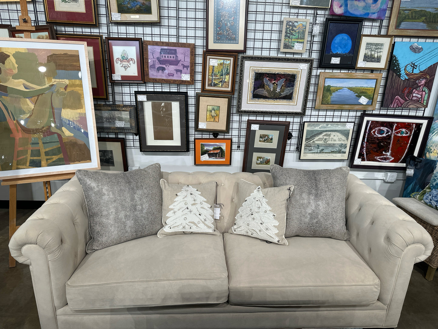 Tufted Off White Microsuede Sofa 90"w X 24"d X 30"h