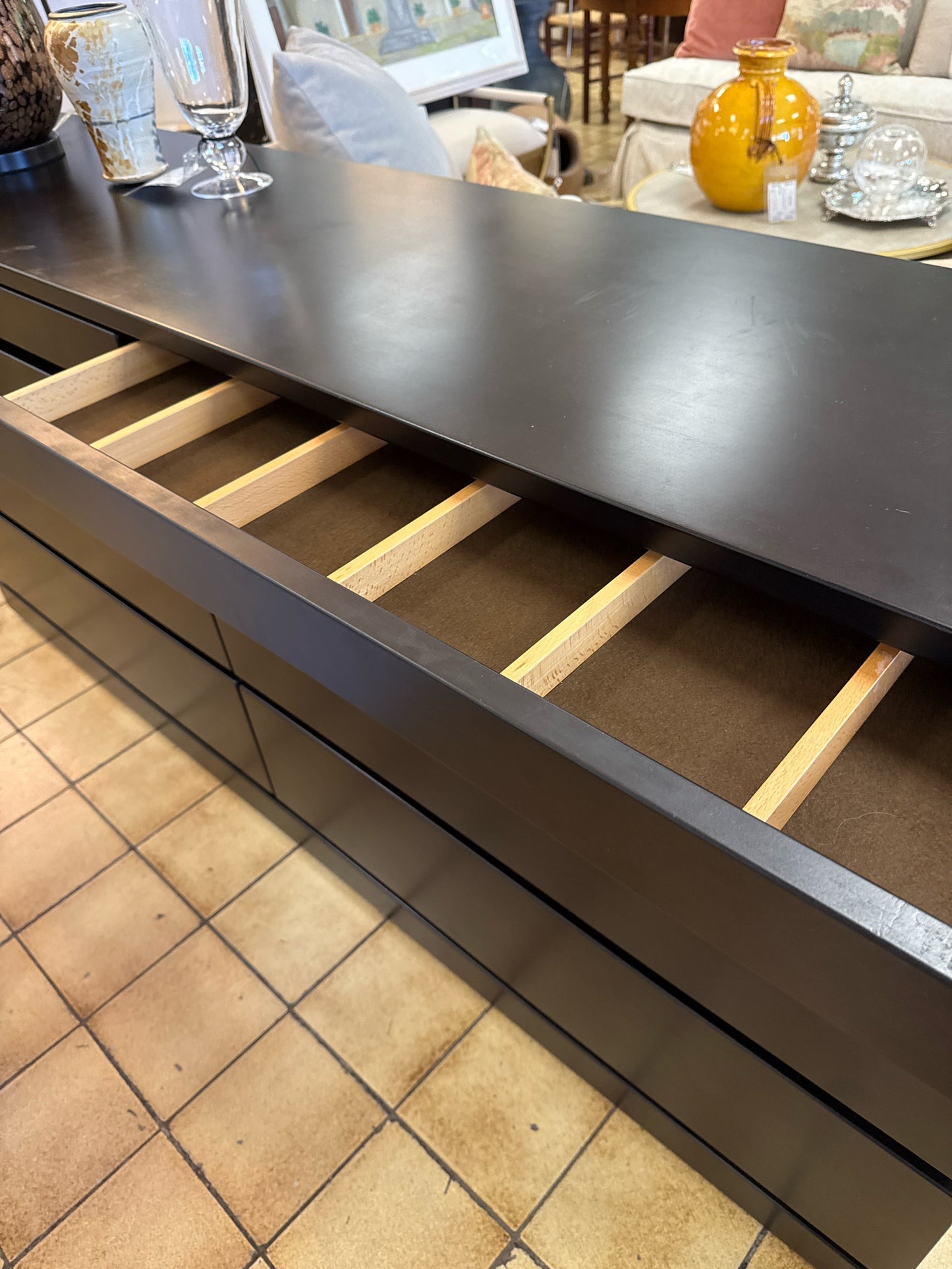 Skaenk 8-Drawer Black Velvet Lined Sideboard