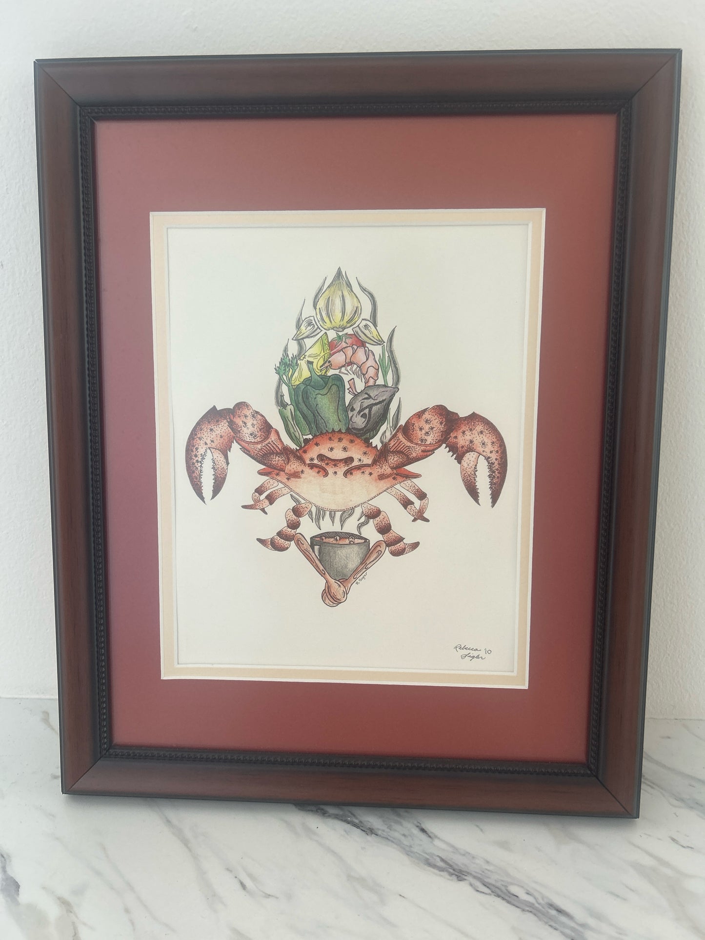 Watercolor Print Of New Oreleans Themed Crawfish Boil- Painted And Signed By Lo