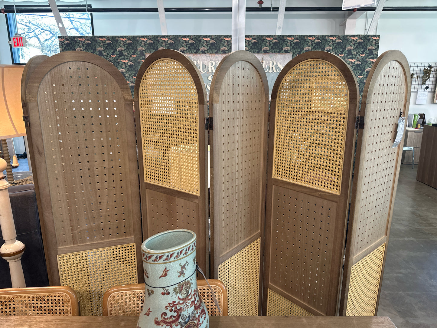 Light Wood/Cane 6 Panel Screen NEW