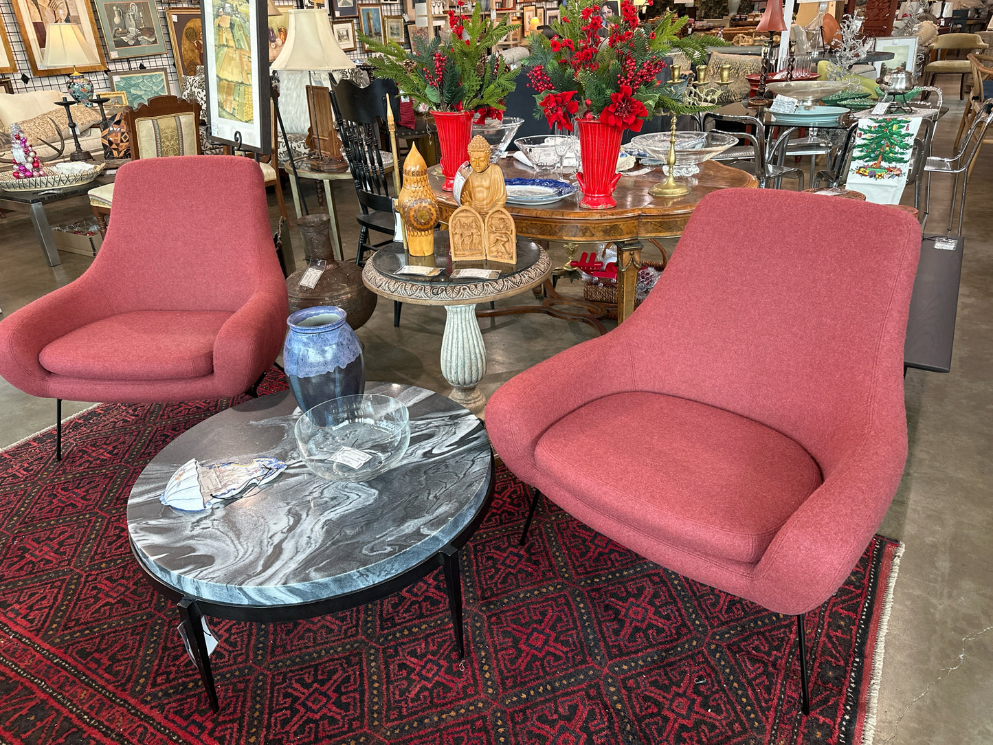 PAIR Red Noomi Wool Chairs- Design Within Reach
