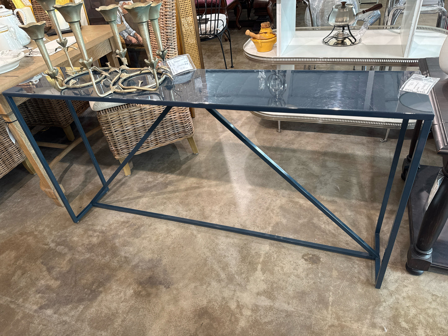 Blu Dot Tall Steel Dark Blue 'Strut' Console Table (60"x 30" H x 12" W)
