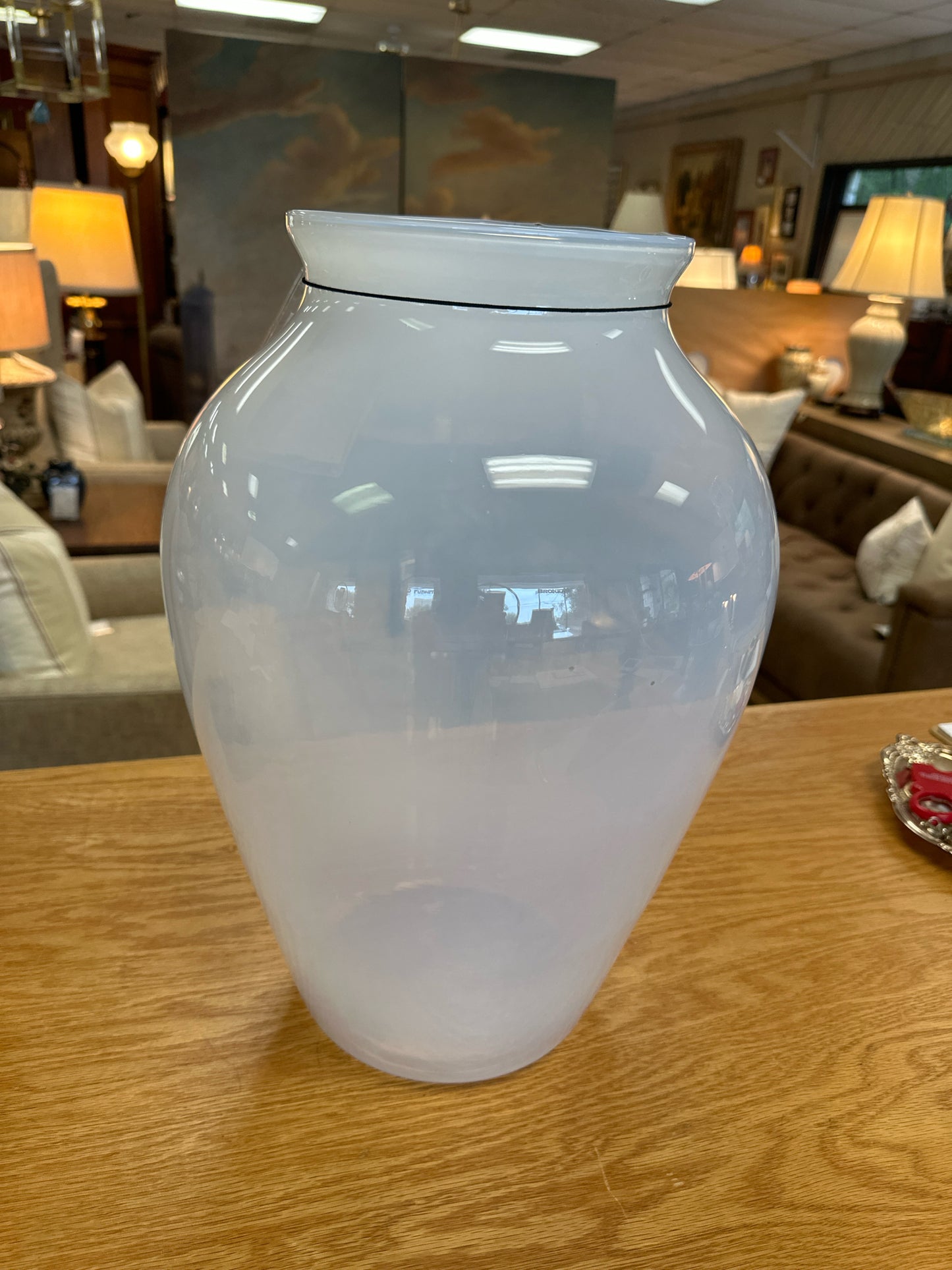 17"h Blenco? Glass Tall White Vase
