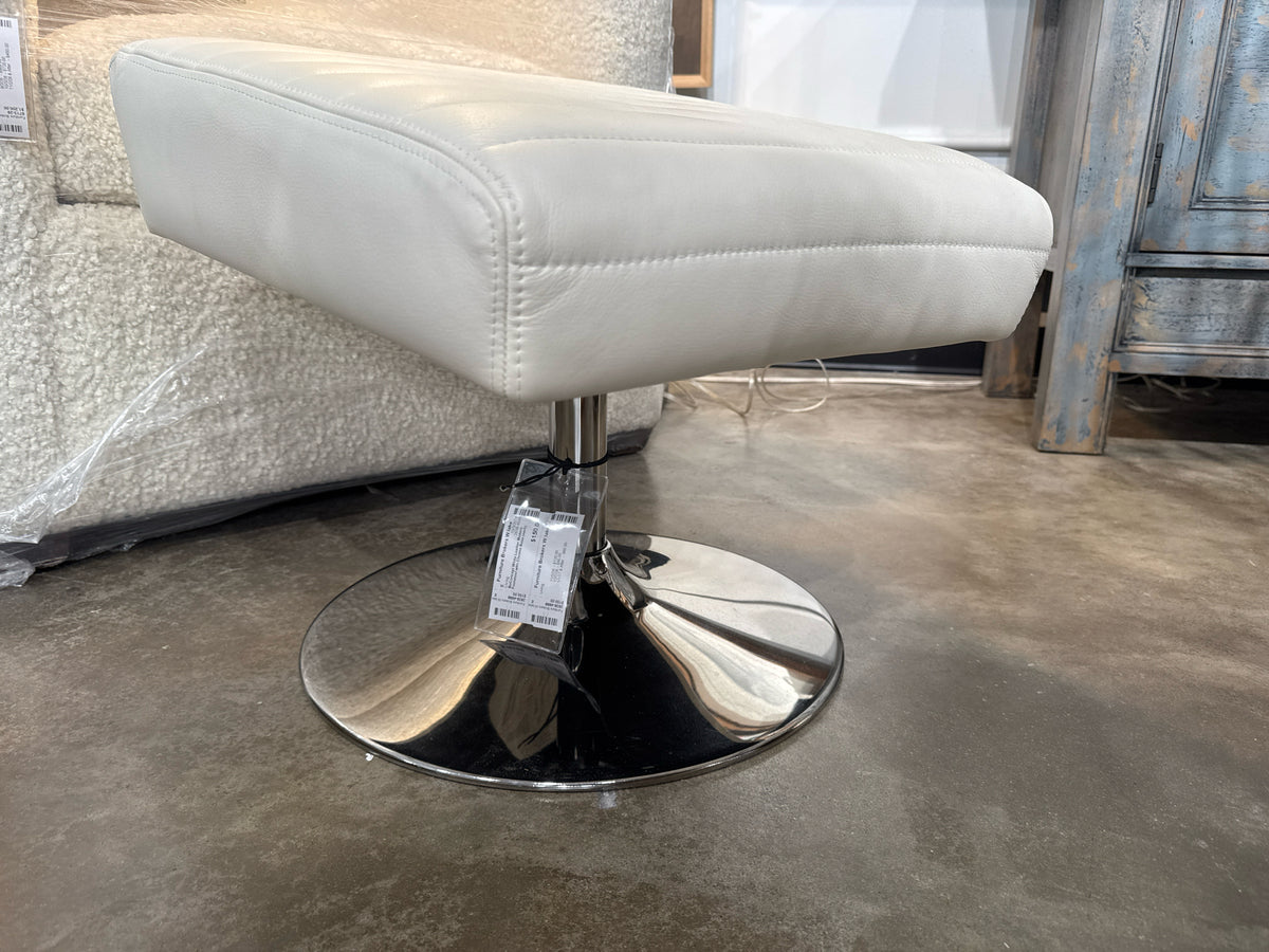 BoConcept White Leather Modern Footstool with Chrome Base (each)