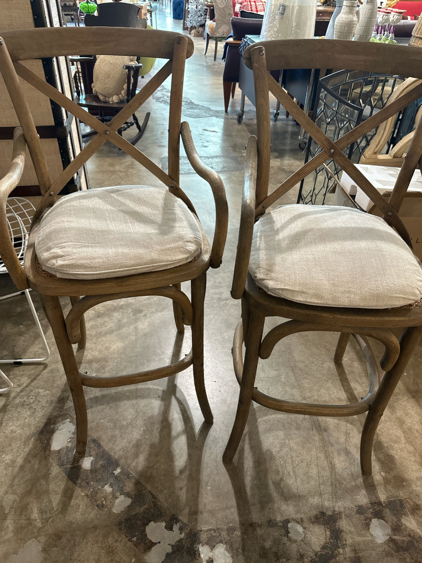 PAIR RH Madeleine Arm Barstools