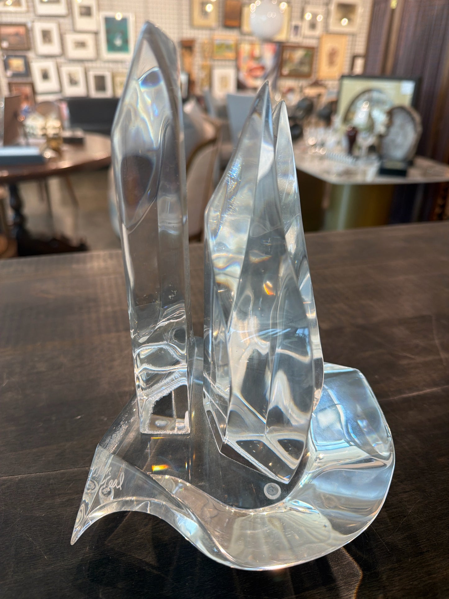 Singed Van Teal Lucite Sculpture