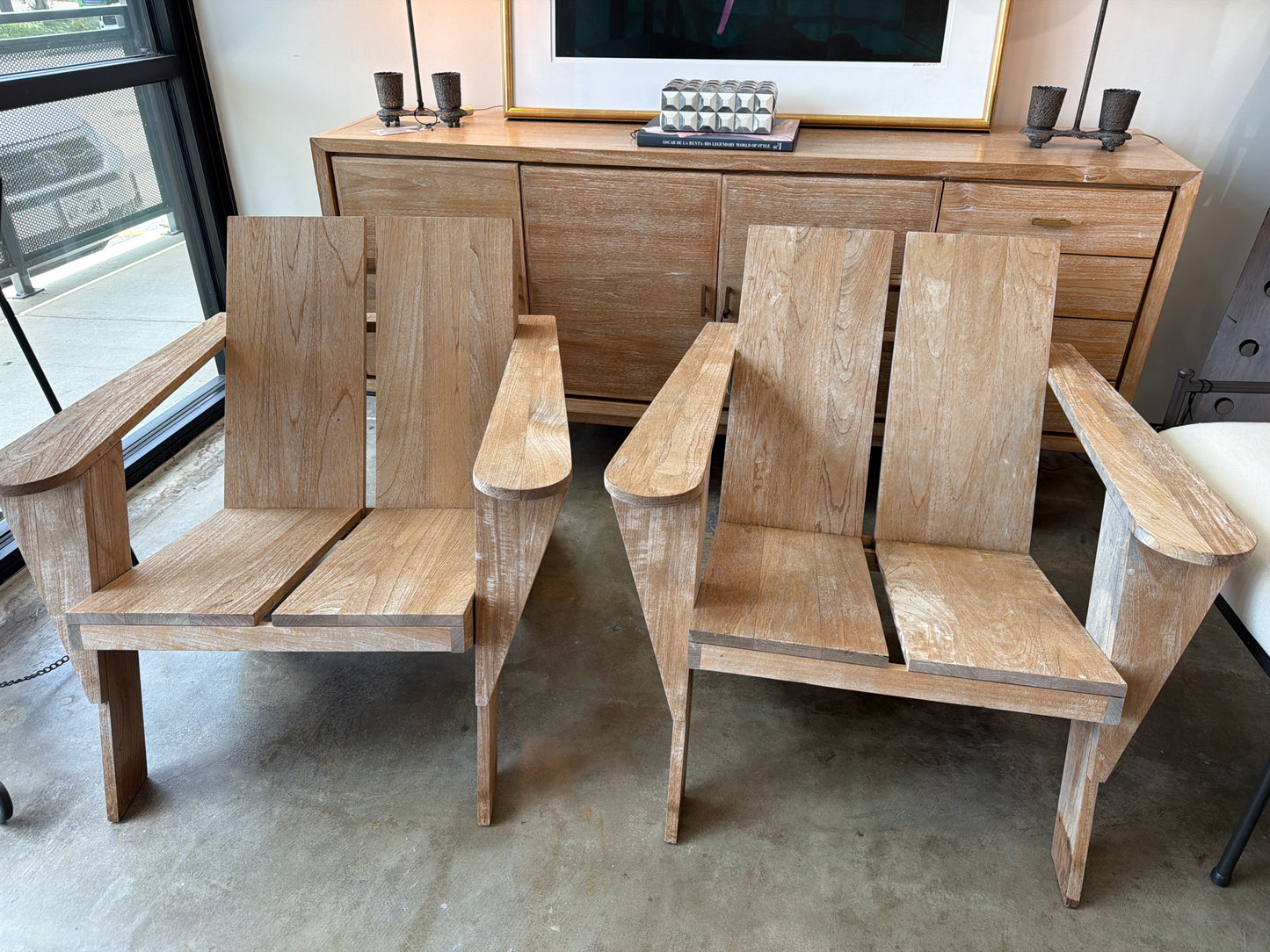PAIR Paso Natural Teak Wood Outdoor Adirondack Chairs