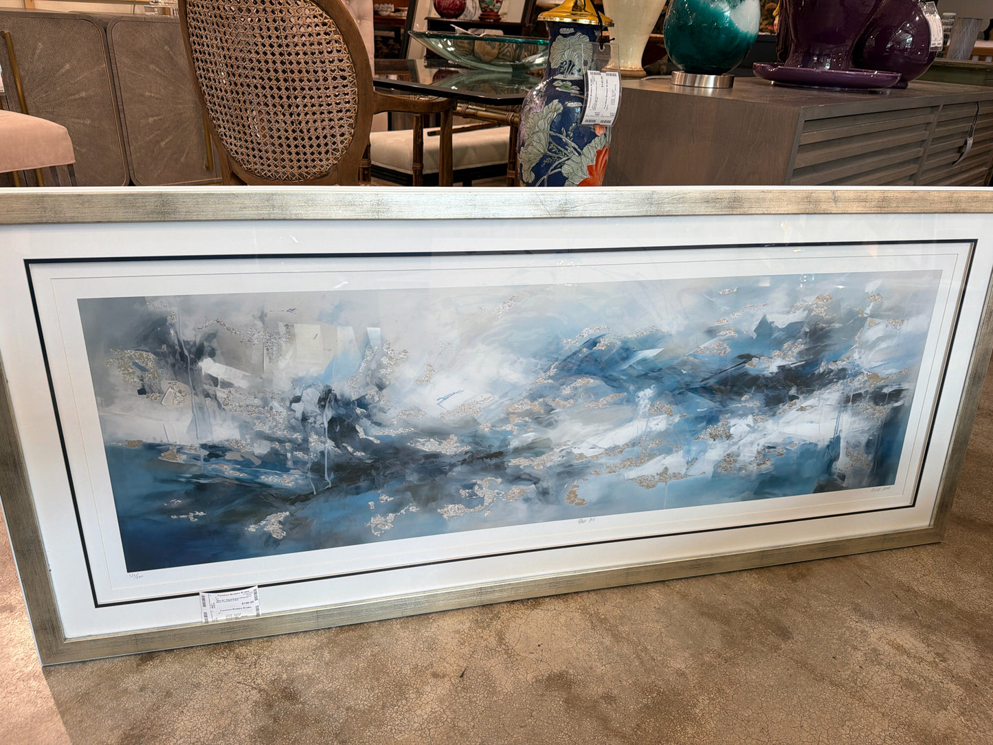 "Blue Air" Signed/Numb Lithograph in Silver Frame 62.5 X 26.5