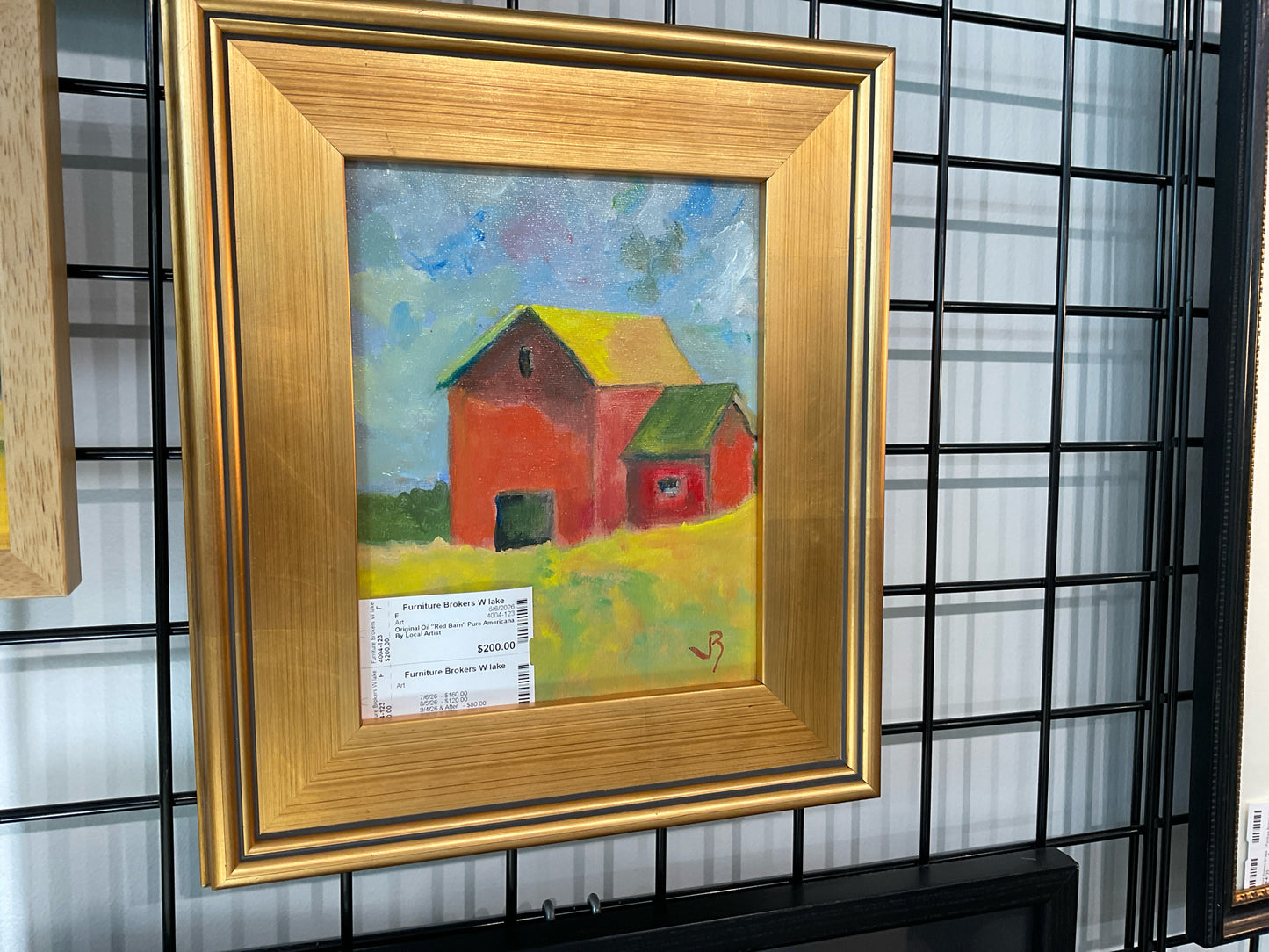 Original Oil "Red Barn" Pure Americana By Local Artist