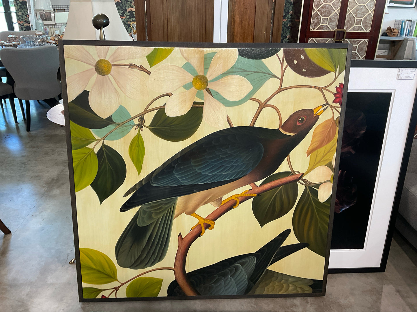 49 x 49.5 Bird Giclee in Wood Frame