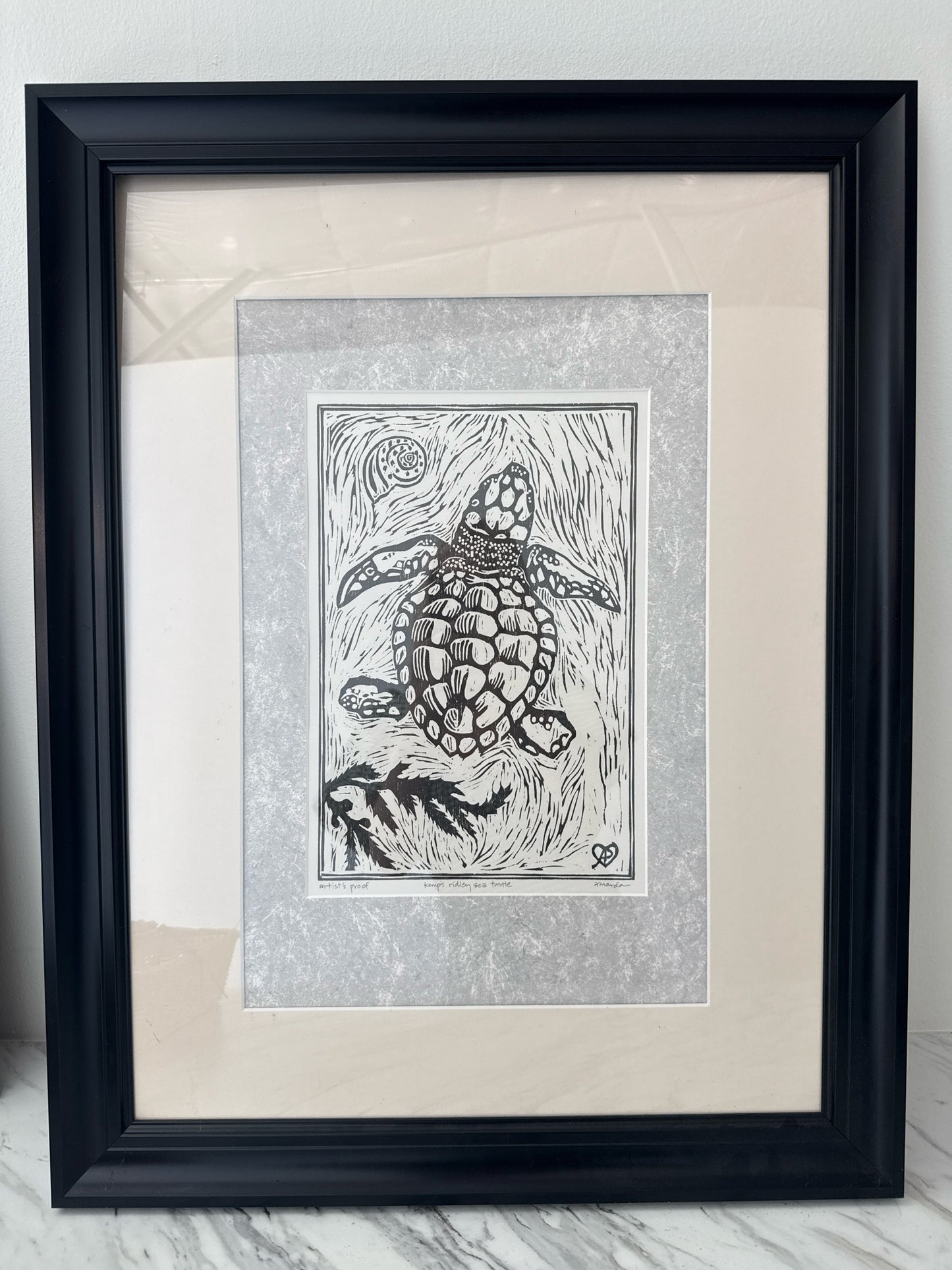 Signed Artist Proof "Kemps Ridley Sea Turtle Hatchling"(21x27) by Amanda Palmer