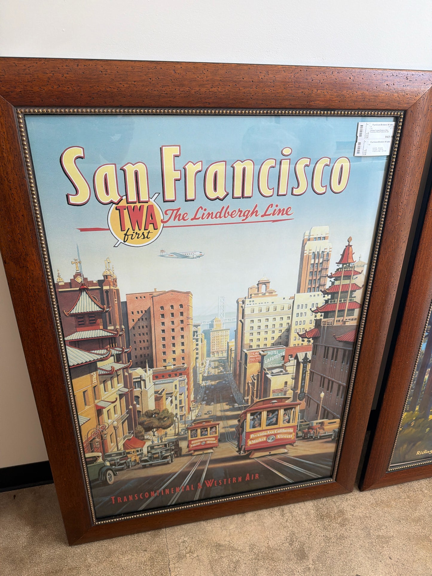 Vintage Framed Poster of San Francisco Wood Frame 32 x 44