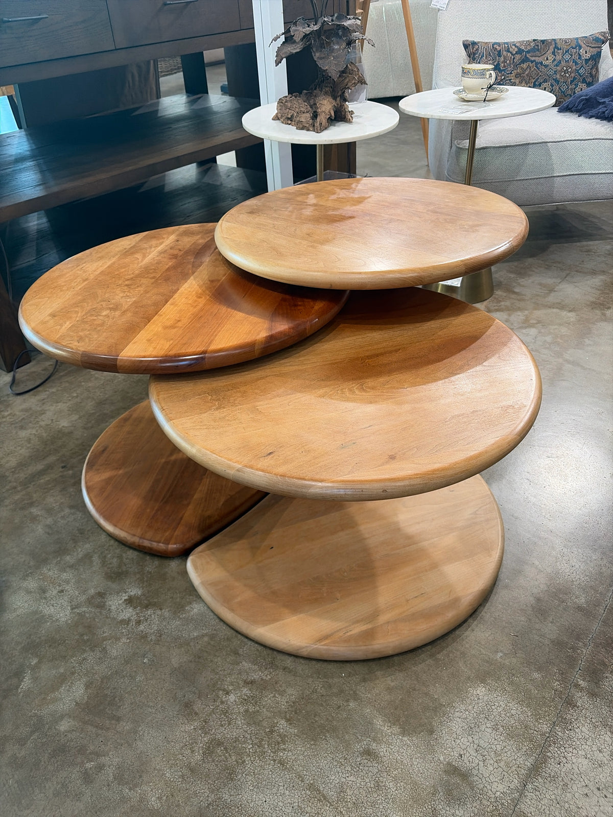 Copeland Triple 38" Round Cherry & Maple Coffee Table
