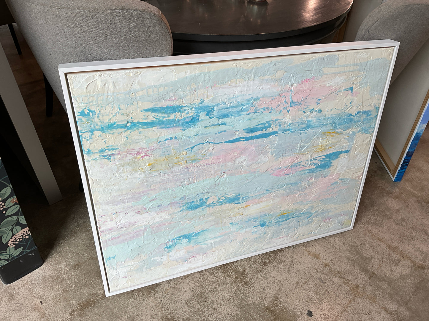 Soft Abstract Art w/ Wood Frame - 42 x 32