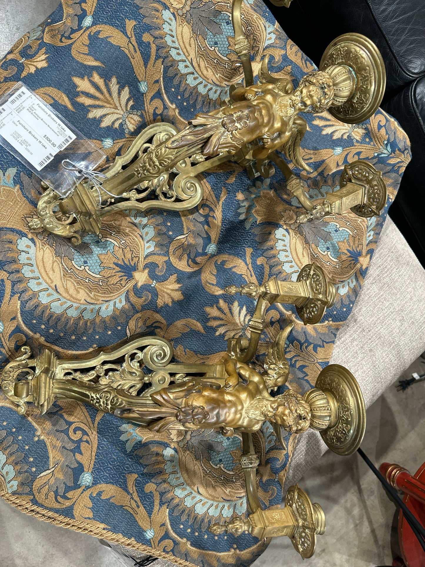 PAIR Antique Bronze Neoclassical Wall Sconces