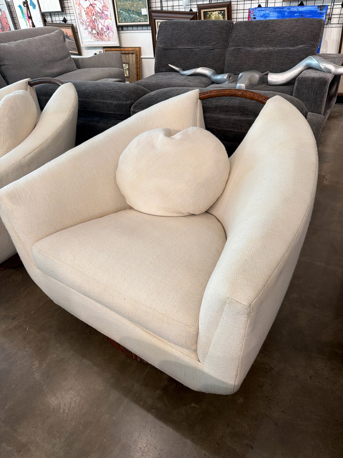 Theodore Alexander "Willoughby" Swivel Chair w/ Wood Base