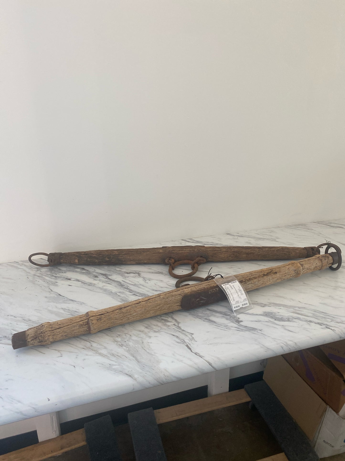 PAIR Antique Oxen Yoke Iron/ Wood