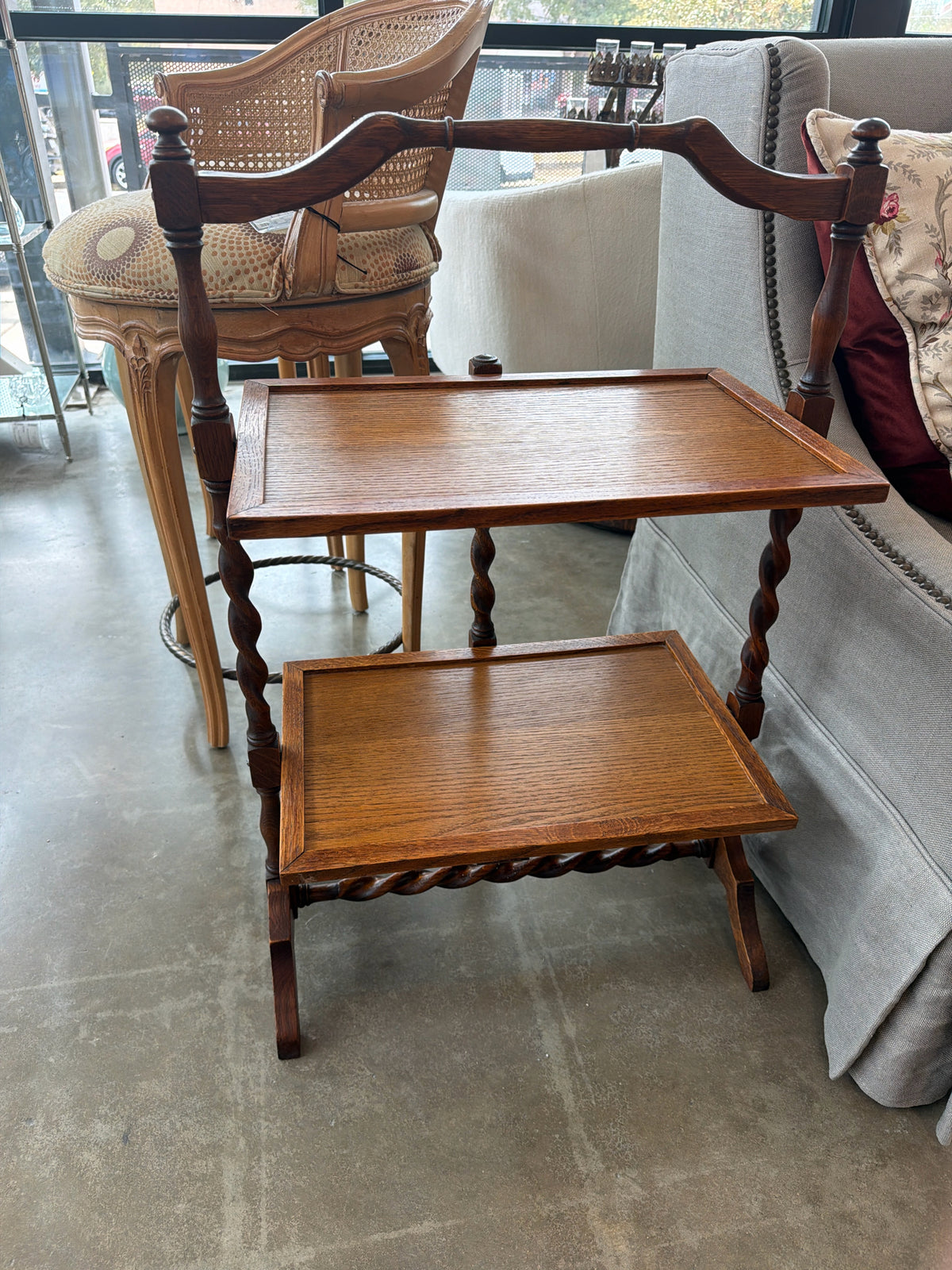Antique English Folding Tea Table Barley Twist Legs
