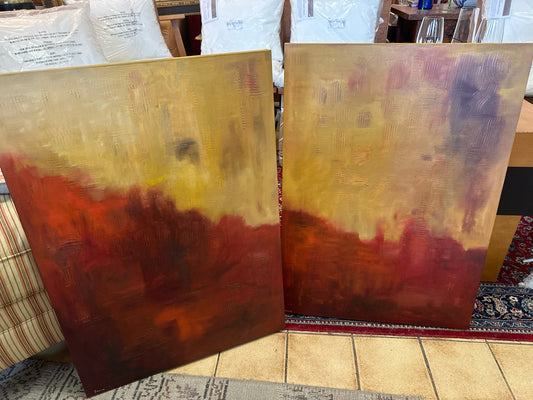 PAIR Original Abstracts Red/Mustard Canvas Wall Art 23. 5 x 33